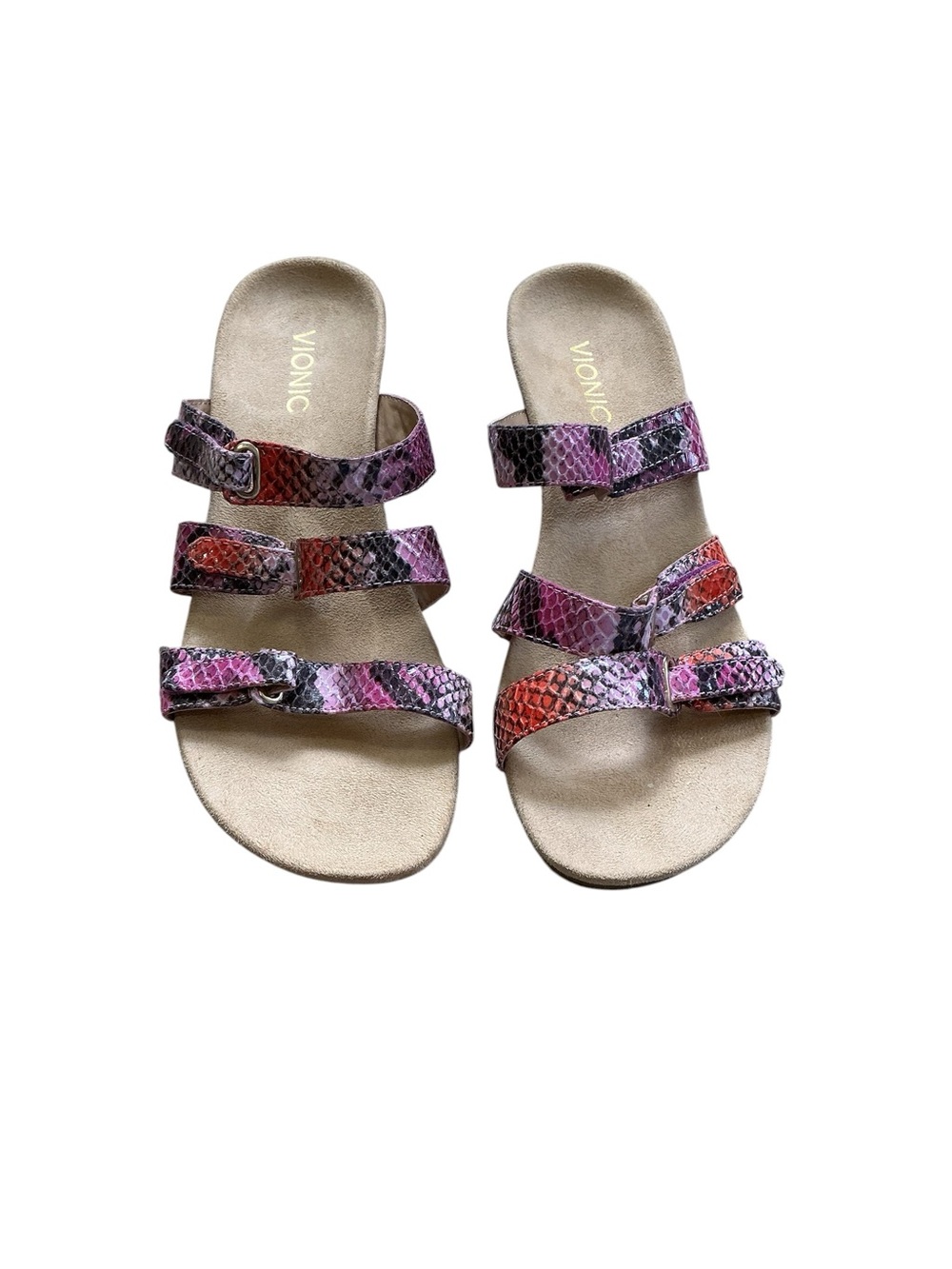 Vionic DWYN Women's Slide On  Sandals Pink Purple Snake Print US Size 9 TVW4404